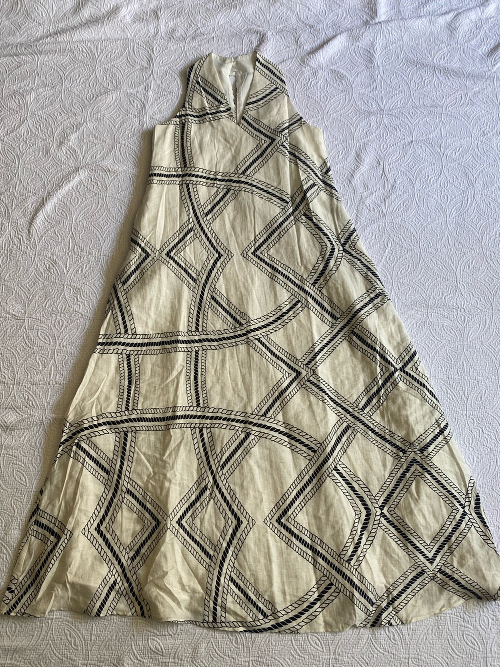 NWT - Commense Cream A-Line Dress with Black Geometric Print